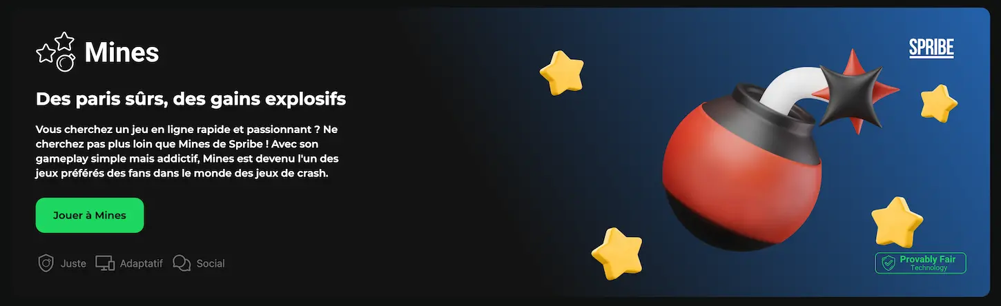 Jeu Mines de Spribe - Paris et gains explosifs